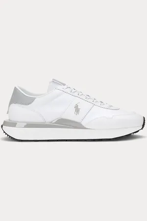 Ralph Lauren Train 89 sneaker van leer en oxford