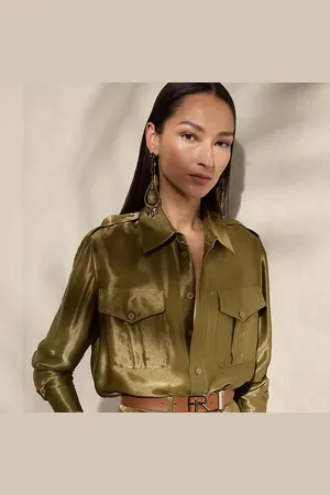 Ralph Lauren Natalie metallic satijnen overhemd