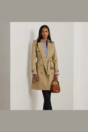 Ralph Lauren Double-breasted trenchcoat van katoenmix