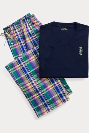 Ralph Lauren Katoenen pyjamaset met Polo Bear en ruit