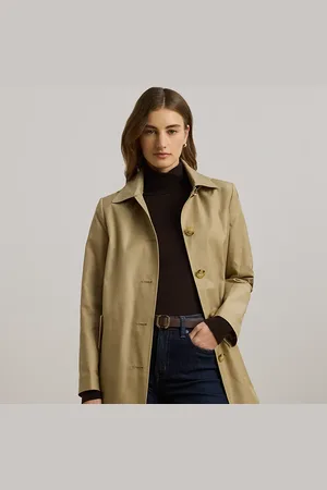 Ralph Lauren Balmacaan jas van katoenmix met capuchon