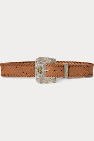 Ralph Lauren Riem van kalfssuède en kalfsleer