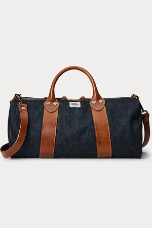 Ralph Lauren Indigo denim weekendtas met leer