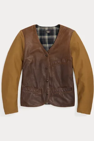 Ralph Lauren Leren jack met mouwen van satinet