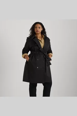 Ralph Lauren Plus Size - Double-breasted trenchcoat van katoenmix