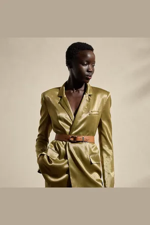 Ralph Lauren Quinton metallic satijnen blazer met riem