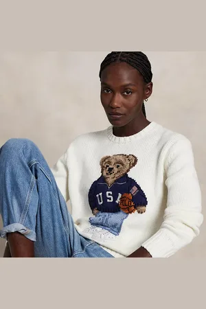 Ralph Lauren Katoenen-linnen trui met Polo Bear