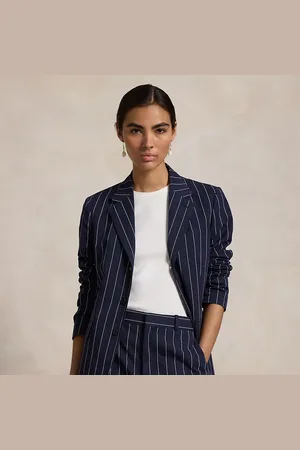 Ralph Lauren Katoenen-linnen krijtstreep blazer