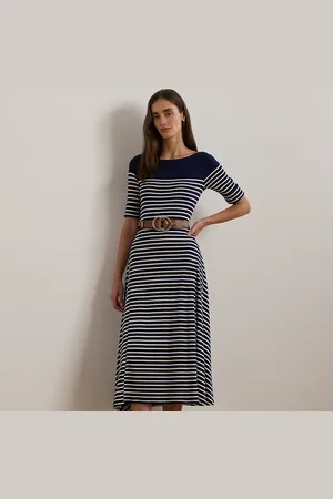 Ralph Lauren Gestreepte katoenen midi-jurk