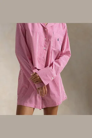 Ralph Lauren Gestreepte pyjama met crop top en boxer