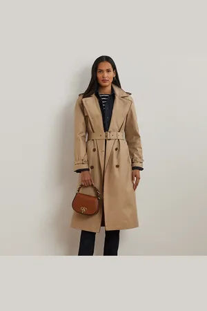 Ralph Lauren Double-breasted trenchcoat van katoenmix