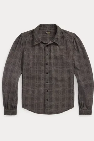 Ralph Lauren Ombré geruite blouse van gekreukt katoen