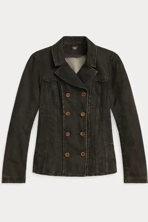 Ralph Lauren Zwarte denim double-breasted jas