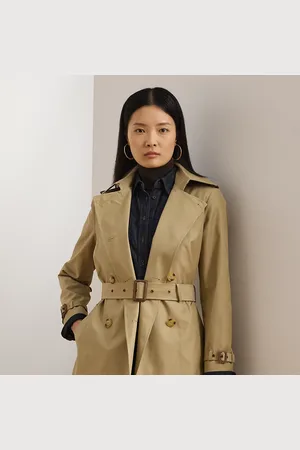 Ralph Lauren Double-breasted trenchcoat van katoenmix