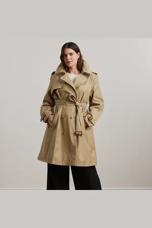Ralph Lauren Plus Size - Double-breasted trenchcoat van katoenmix