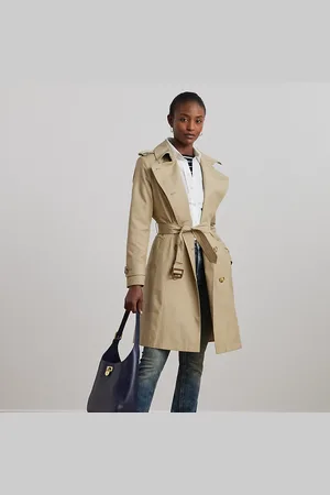 Ralph Lauren Double-breasted trenchcoat van katoenmix