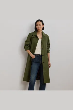 Ralph Lauren Balmacaan jas van katoenmix