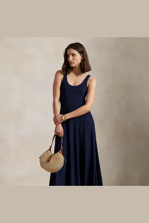 Ralph Lauren Jersey jurk met lage ronde hals