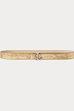 Ralph Lauren Logo omkeerbare metallic riem met reliëf