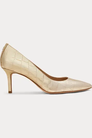 Ralph Lauren Lanette metallic leren pump met reliëf