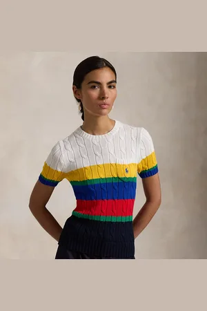 Ralph Lauren Gestreepte kabeltrui met korte mouw