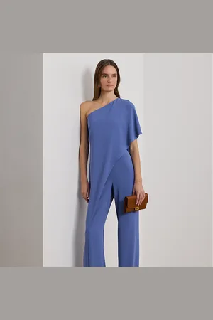 Ralph Lauren Georgette one-shoulder jumpsuit met cape