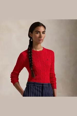 Ralph Lauren Katoenen kabeltrui met ronde hals
