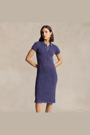 Ralph Lauren Kabelgebreide katoenen Polo midi-jurk