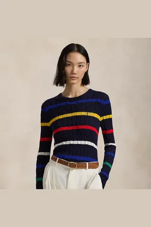 Ralph Lauren Gebreide katoenen kabeltrui met strepen