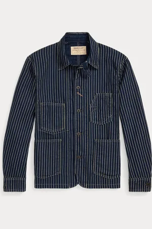 Ralph Lauren Indigo gestreepte keperstof werkjas