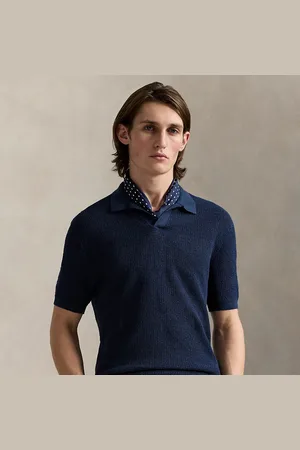 Ralph Lauren Mesh-gebreide trui met Johnny-kraag