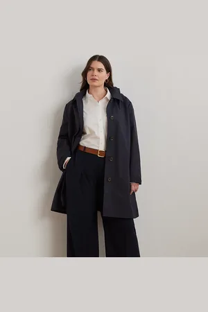 Ralph Lauren Plus Size - Balmacaan jas van katoenmix met capuchon
