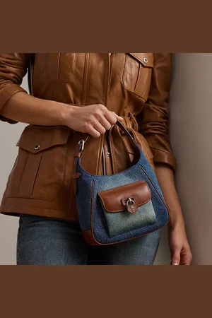 Ralph Lauren Tanner kleine gewassen denim schoudertas