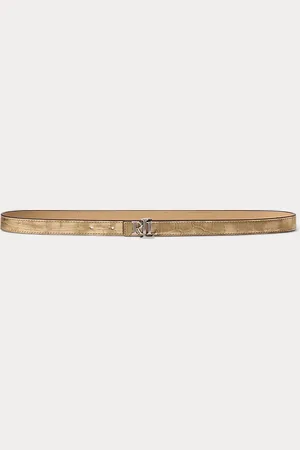 Ralph Lauren Omkeerbare metallic smalle riem met logo