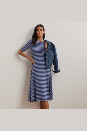 Ralph Lauren Petite - Gestreepte stretchkatoenen midi-jurk