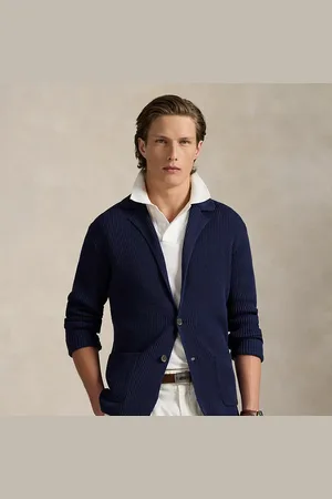 Ralph Lauren Mesh-gebreid blazervest van katoenmix
