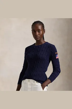 Ralph Lauren Katoenen kabeltrui met vlagpatch