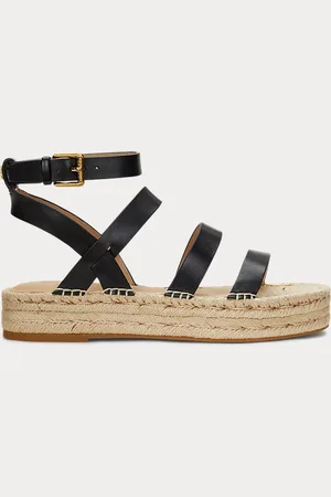 Ralph Lauren Polly leren gladiator espadrille