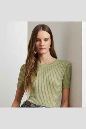 Ralph Lauren Metallic ribgebreide trui met korte mouw