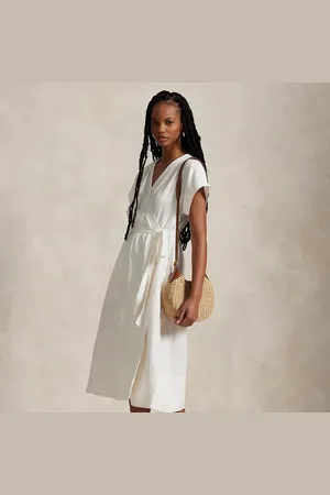 Ralph Lauren Hennep wikkeljurk met korte mouwen