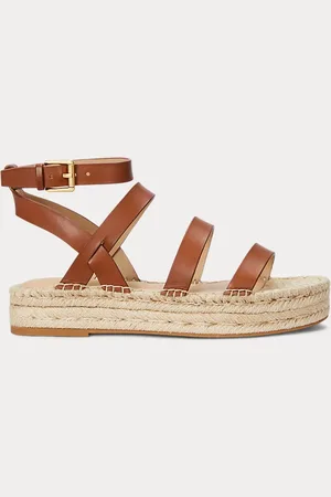 Ralph Lauren Polly leren gladiator espadrille
