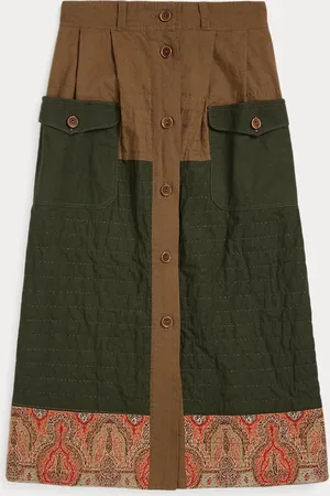 Ralph Lauren Gewatteerde katoen-linnen rok met delen