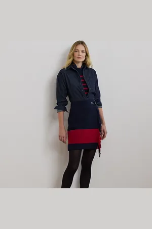 Ralph Lauren Tweekleurige minirok met franjes