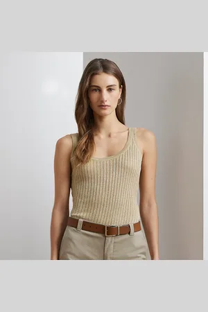 Ralph Lauren Metallic gebreide ribstructuur tanktop