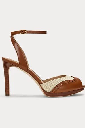 Ralph Lauren Kyla stro-kalfsleren wingtip sandaal
