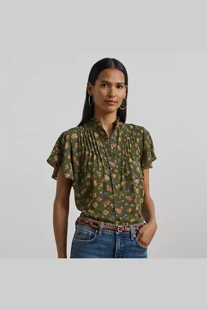 Ralph Lauren Gebloemd georgette shirt met vlindermouw