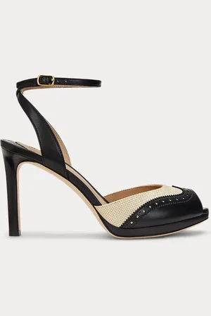 Ralph Lauren Kyla stro-kalfsleren wingtip sandaal
