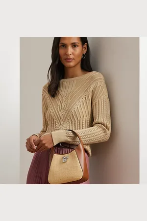 Ralph Lauren Tanner kleine raffia schoudertas