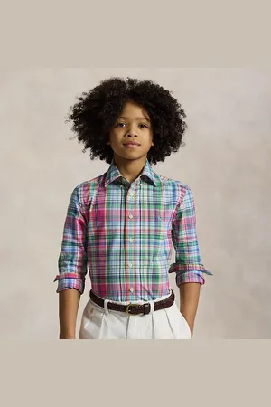 Ralph Lauren Geruit poplin katoenen overhemd
