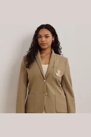Ralph Lauren Plus Size - Jacquard blazer met goudkleurige patch